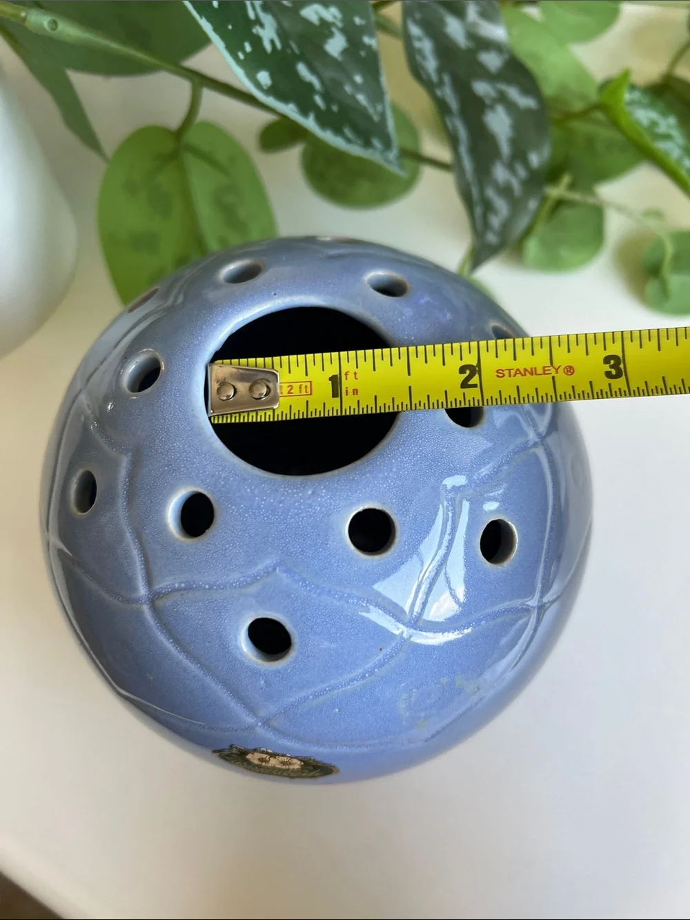 Vintage Rosemeade Blue Ceramic Flower Frog Vase - Picture 11 of 12